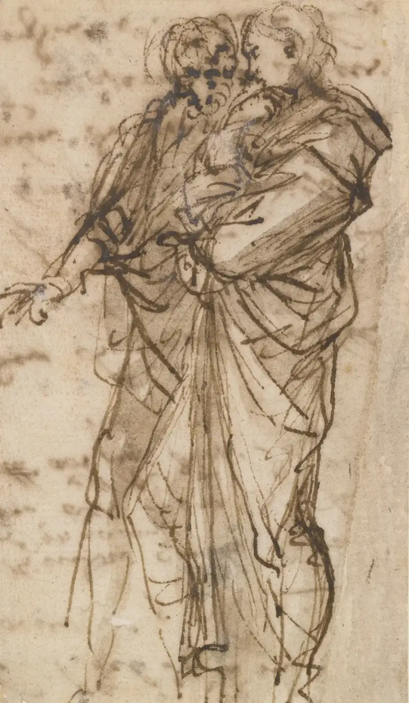 Zwei stehende Figuren von Salvator Rosa