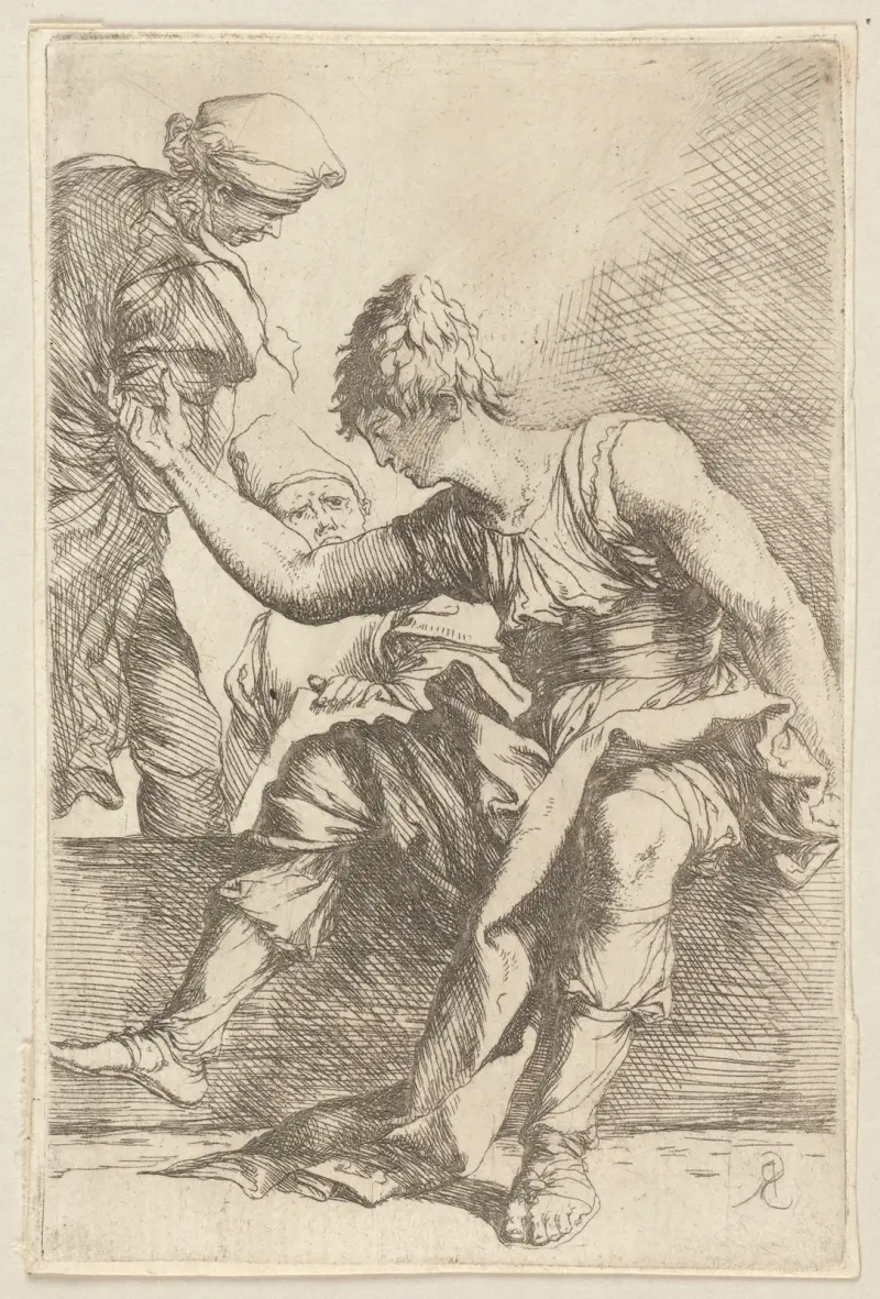 Sitzender junger Mann von Salvator Rosa