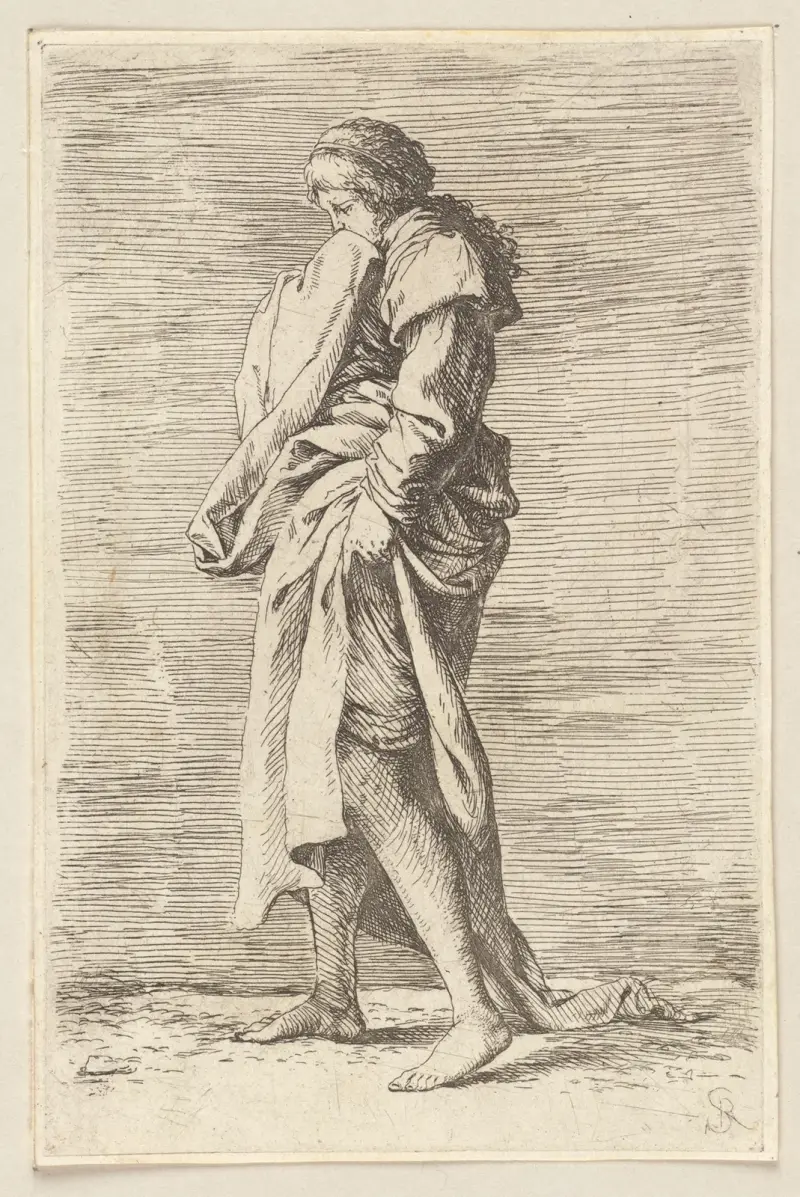 Junge Frau nach links gehend von Salvator Rosa