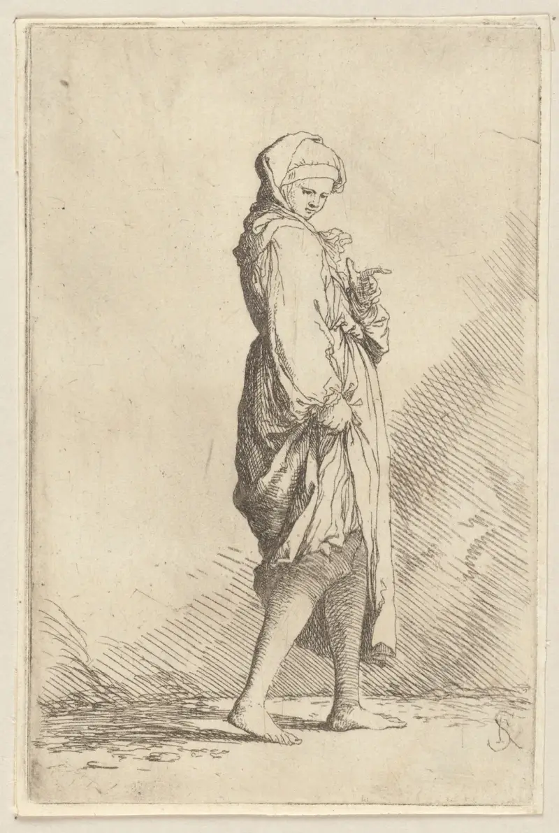 Junge Frau nach rechts gehend von Salvator Rosa