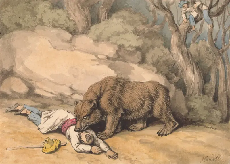 En björn som anfaller en fallen indian av Samuel Howitt