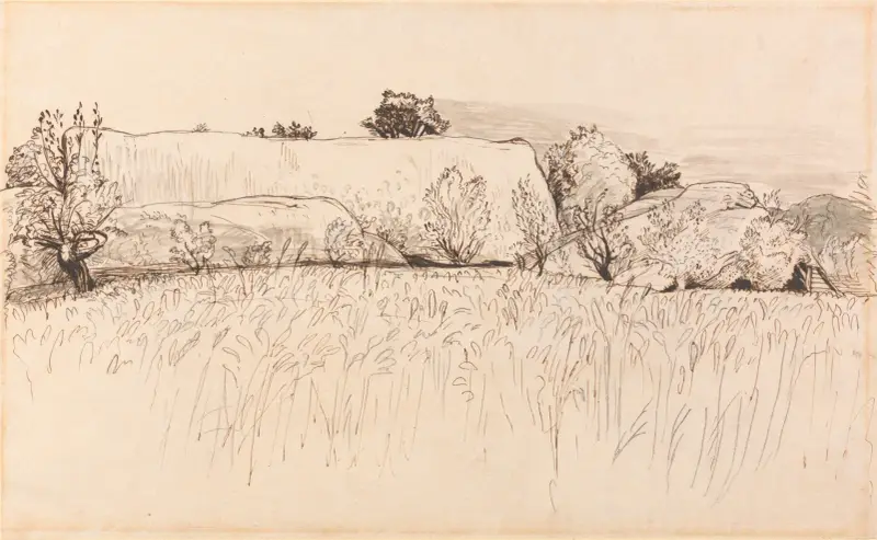 Cornfields with Barn, Shoreham von Samuel Palmer