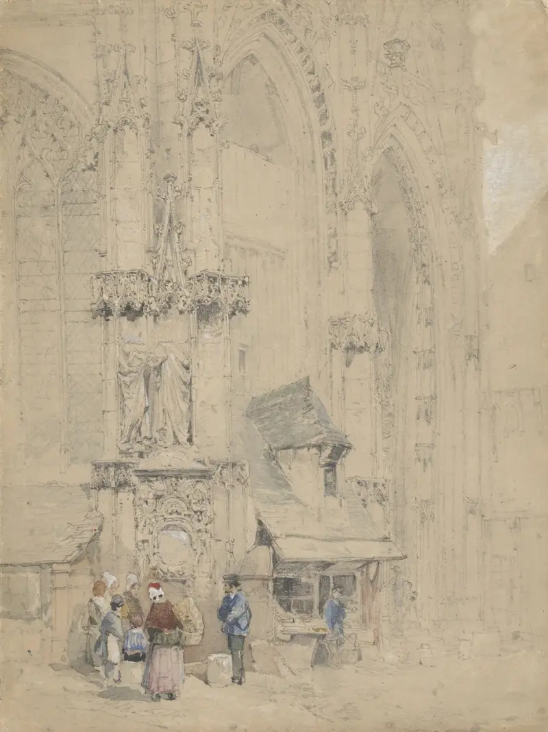 Fontänen vid S. Maclou, mot S. Maclou i Rouen av Samuel Prout