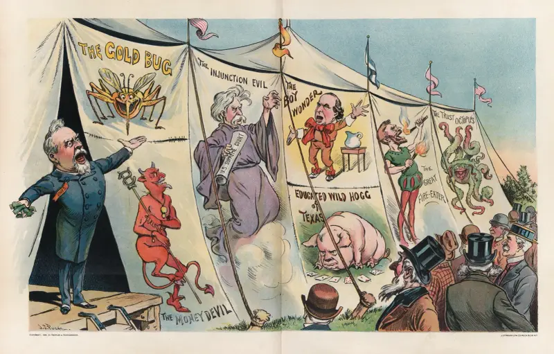 Opening of the Democratic dime museum for 1900 av John Samuel Pughe