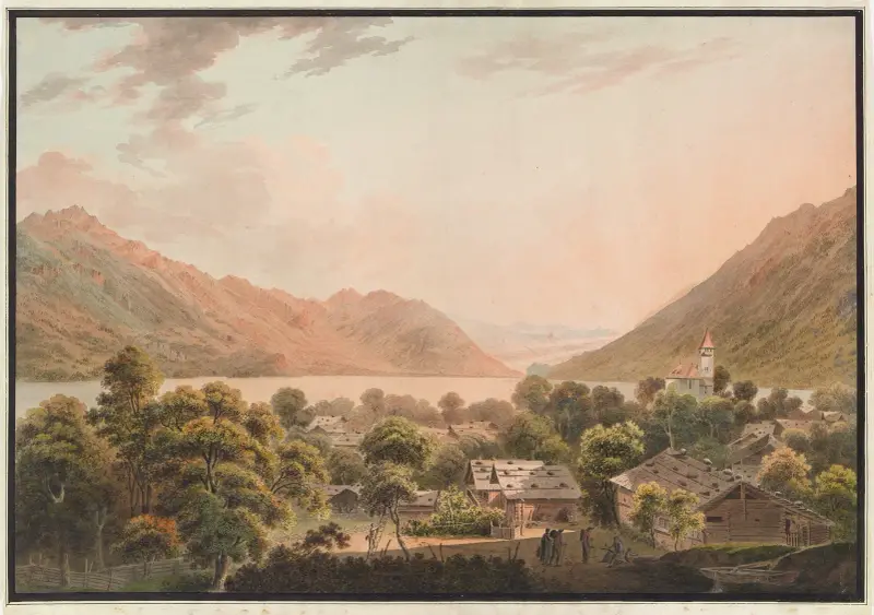 Brienz et le lac de Brienz vers Interlaken av Jakob Samuel Weibel