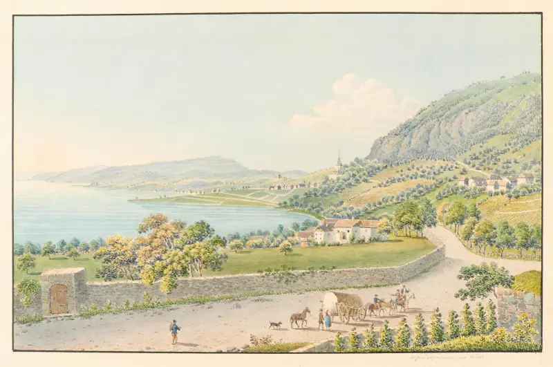 Vy från omgivningarna kring Montreux och Clarens av Jakob Samuel Weibel