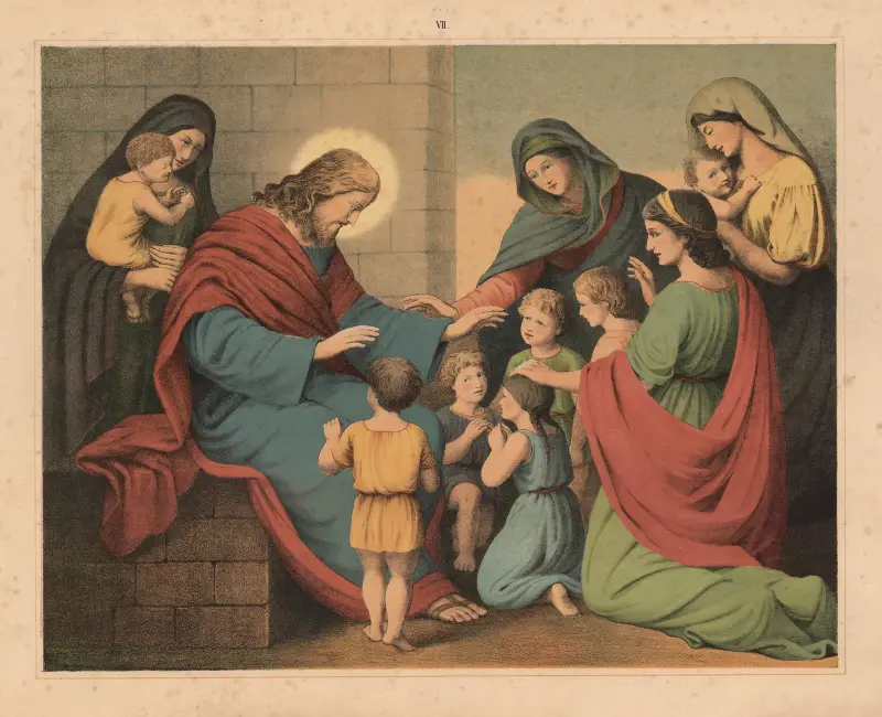 Jesus blesses the little children av Sandberg