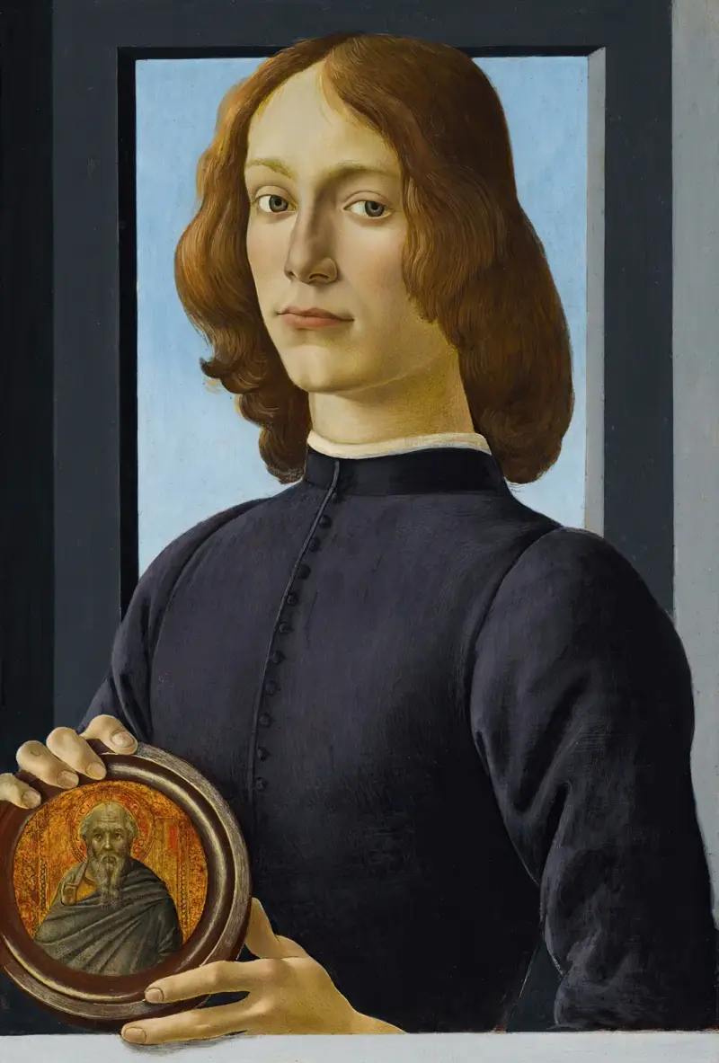 Bildnis eines jungen Mannes mit einer Medaille von Sandro Botticelli