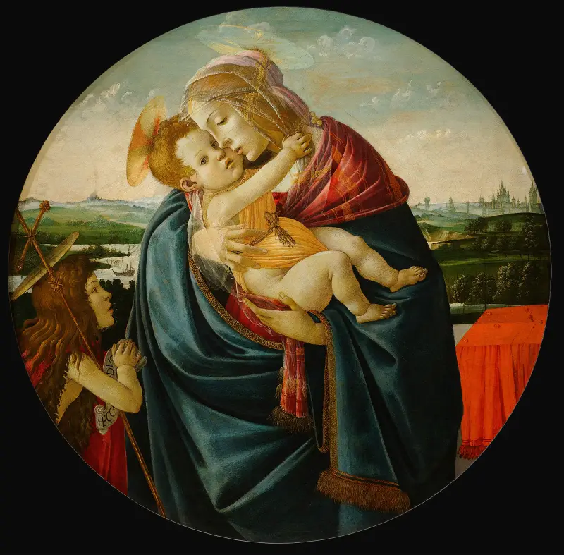 Virgin and Child With Saint John The Baptist av Sandro Botticelli