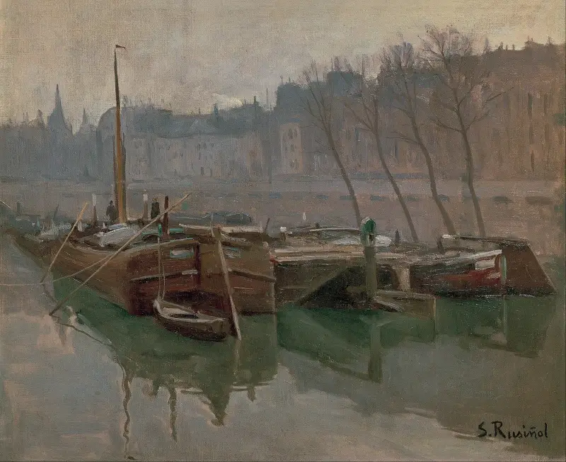 Båtar på Seine av Santiago Rusiñol