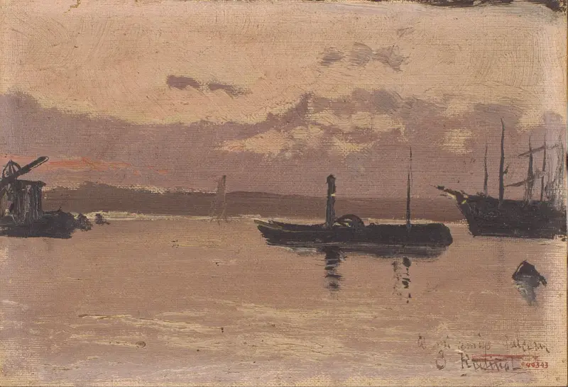 Skiss av en hamn av Santiago Rusiñol