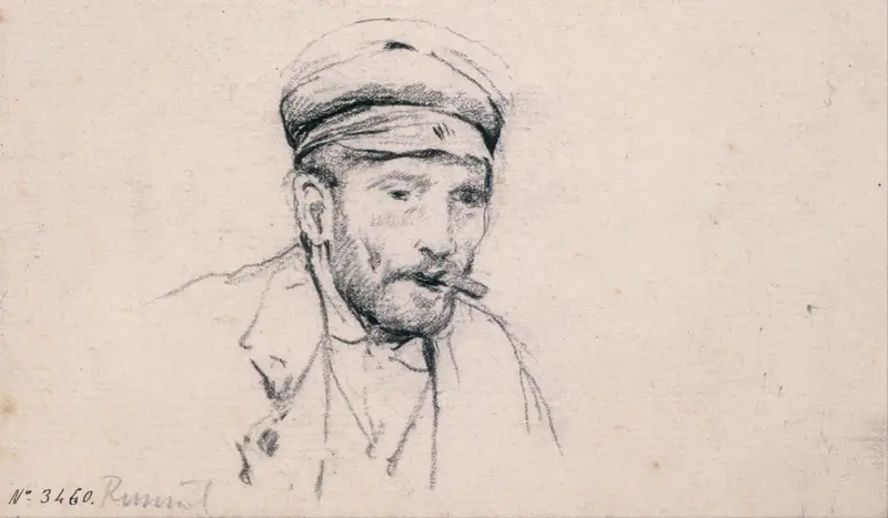 Studie av ett mannshuvud av Santiago Rusiñol