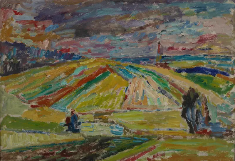 Landschaft mit einem Flickenteppich aus Feldern von Sasza Blonder