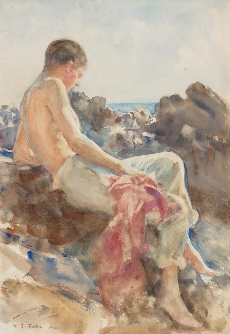 En badande på klipporna av Henry Scott Tuke