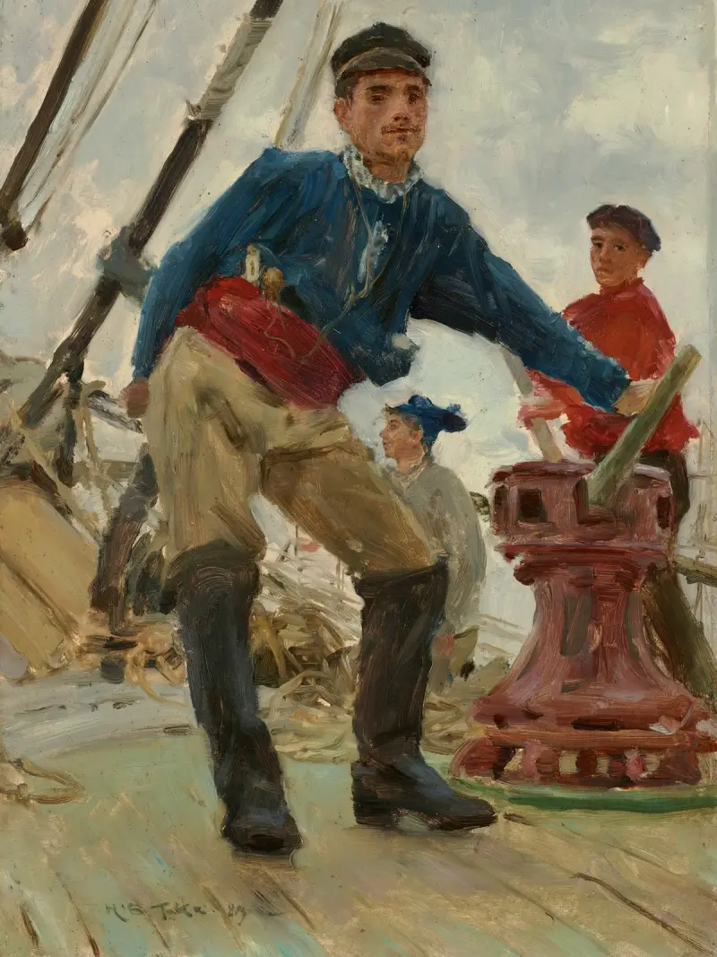 Vid gångspelet på en spansk brigg av Henry Scott Tuke