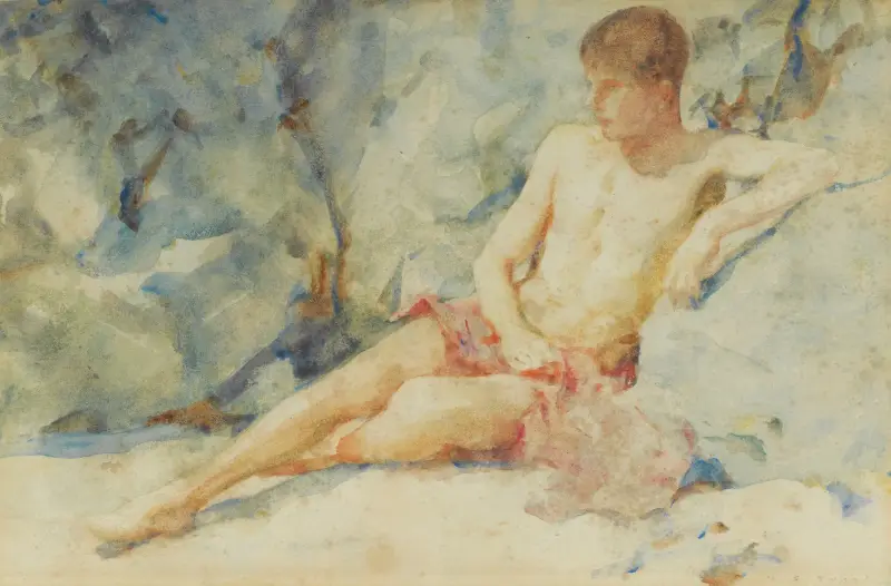 Chlapec proti skále, Henry Scott Tuke