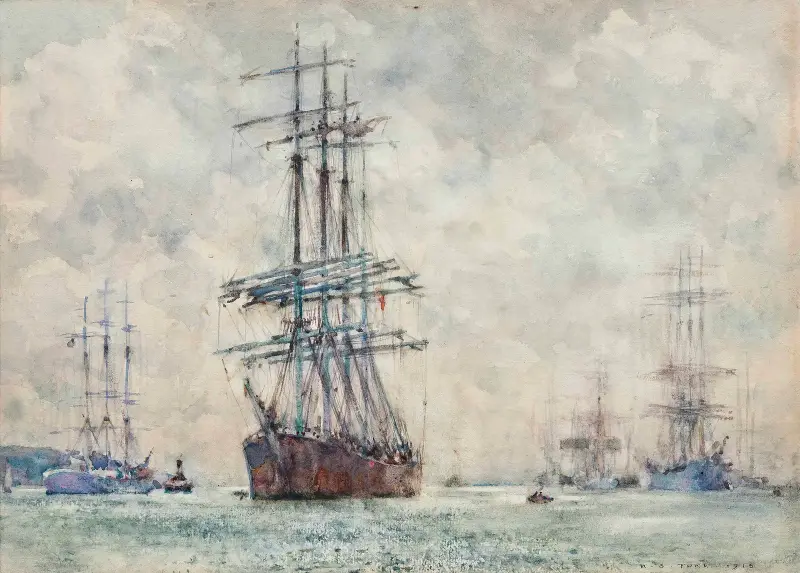 Segelschiffe in den Carrick Roads von Henry Scott Tuke