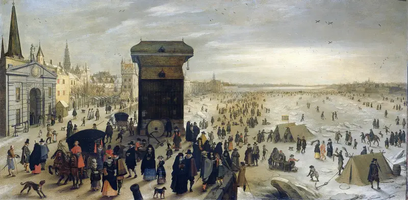 The Kranenhoofd on the Scheldt, Antwerp (Winter Pastime on the Scheldt in Antwerp) av Sebastian Vrancx