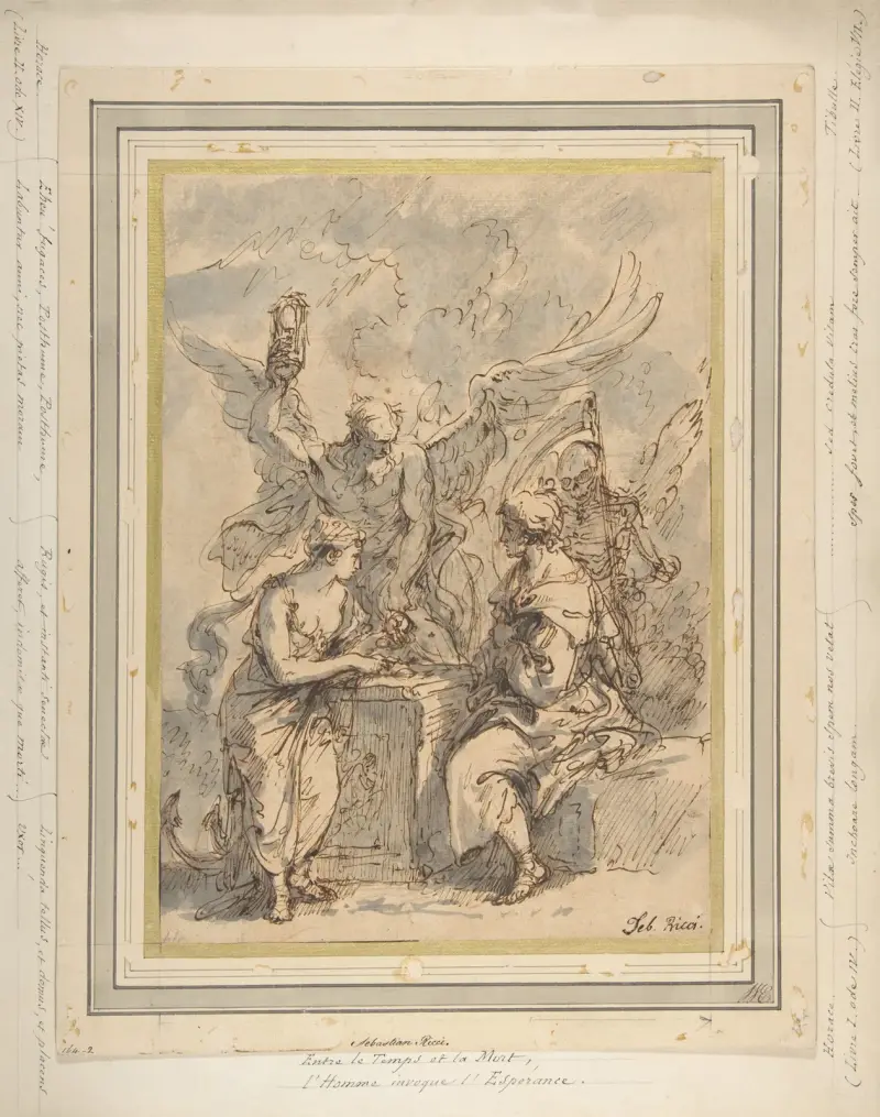 Allegory with Figures of Hope, Time, and Death av Sebastiano Ricci