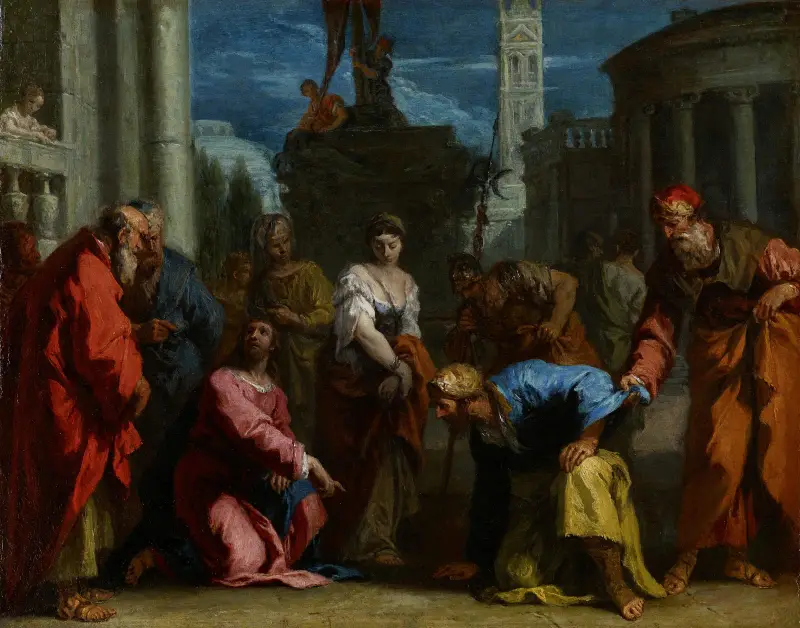 Christ and the Woman Taken in Adultery av Sebastiano Ricci