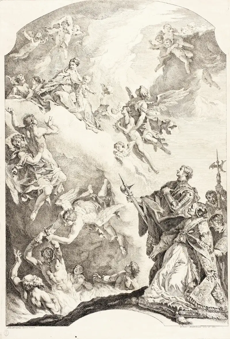 Papst Gregor der Große und der heilige Vitalis, die für die Seelen im Fegefeuer Fürsprache halten von Sebastiano Ricci