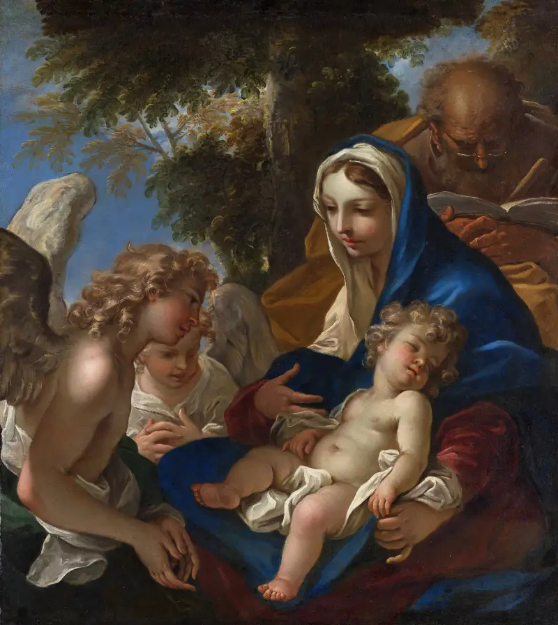 The Holy Family with Angels av Sebastiano Ricci