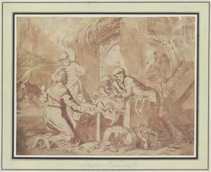 Adoration of the shepherds av Sébastien Bourdon