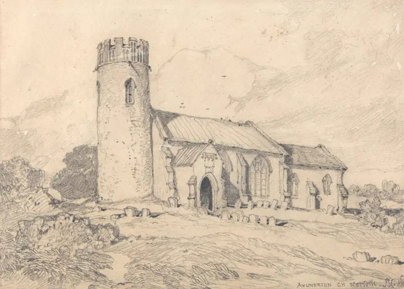 Aylmerton Church; Norfolk, från sydväst av John Sell Cotman