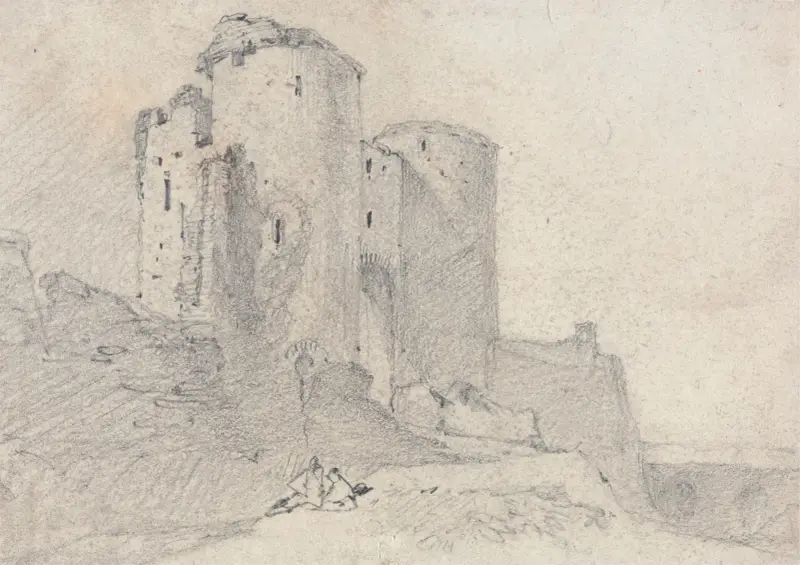 Beeston Castle, Cheshire; Ingången till slottet av John Sell Cotman