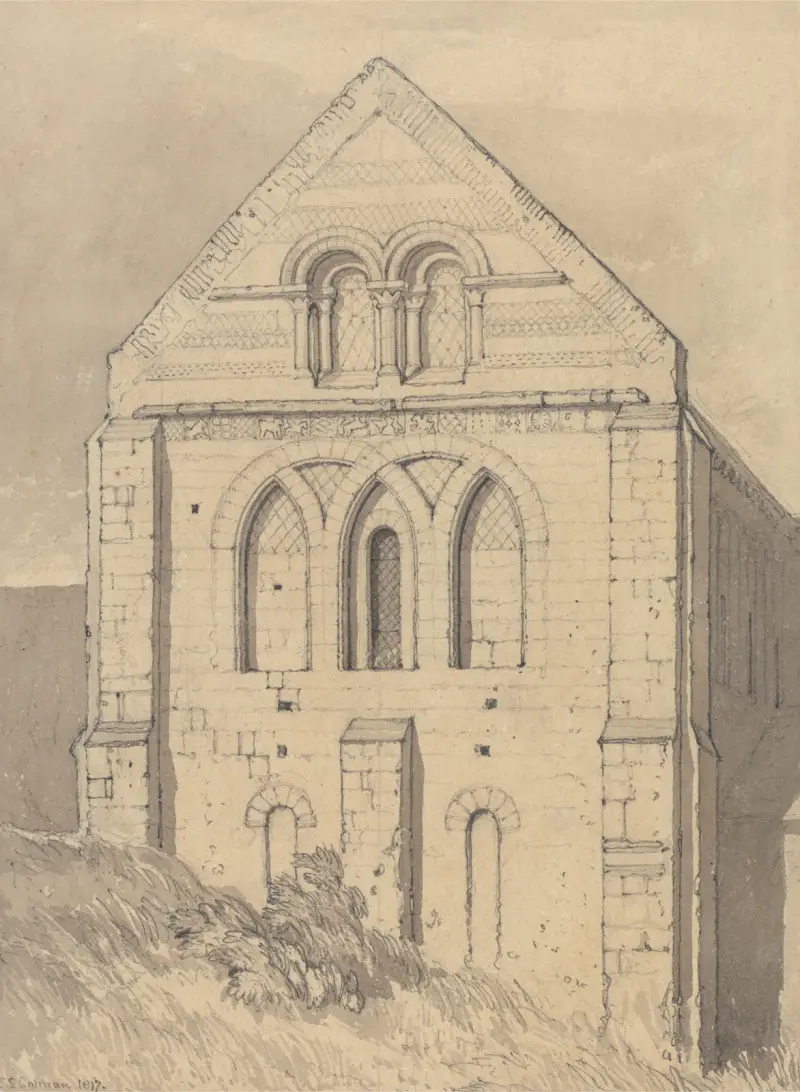 Kyrkan i Graville nära Havre de Grace, Normandie; Norra tvärskeppets ände av John Sell Cotman