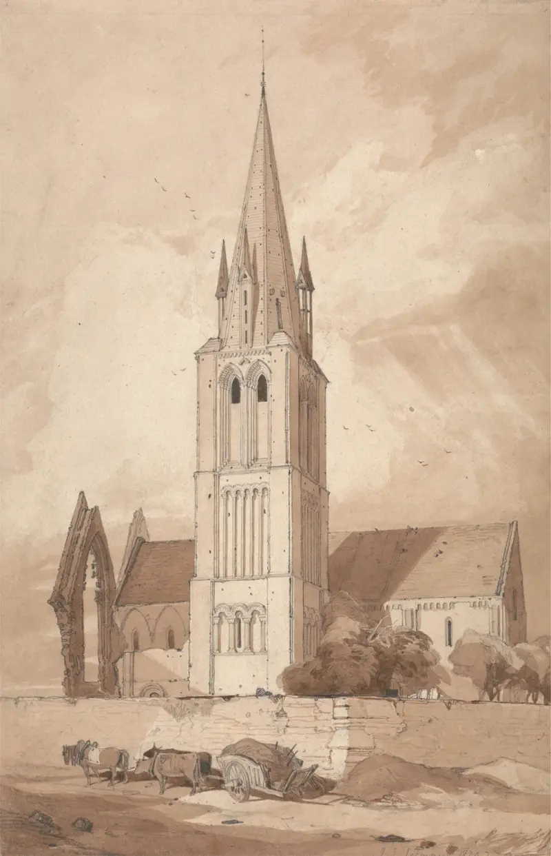 Kyrkan i Douvres, Normandie av John Sell Cotman