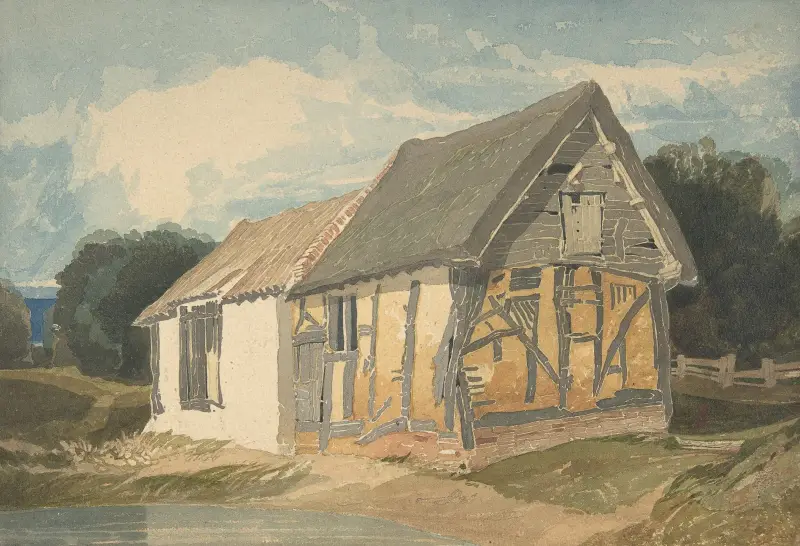 Farm Building by a Pond av John Sell Cotman