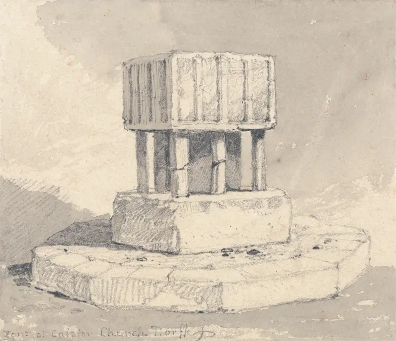 Font vid Caister Church, Norfolk av John Sell Cotman