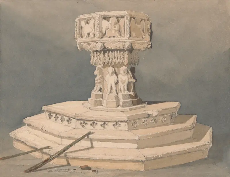 Dopfunt i Happisburghs kyrka, Norfolk av John Sell Cotman