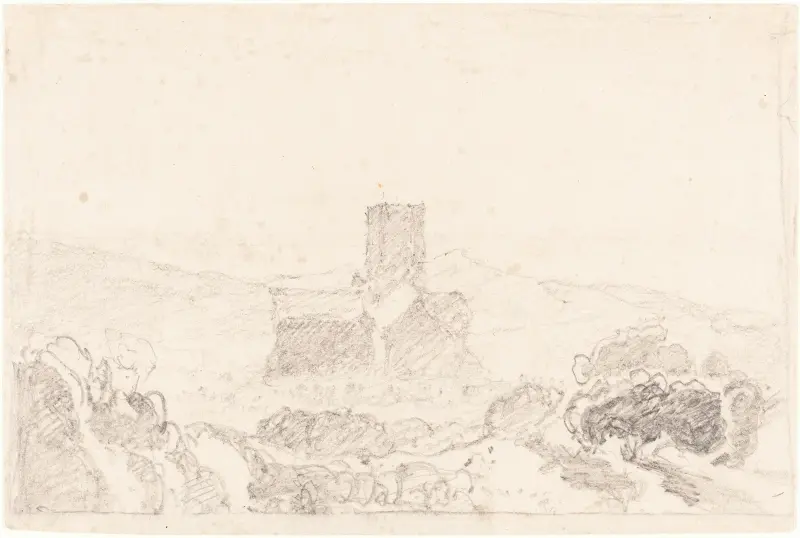 Landskap med kyrka av John Sell Cotman