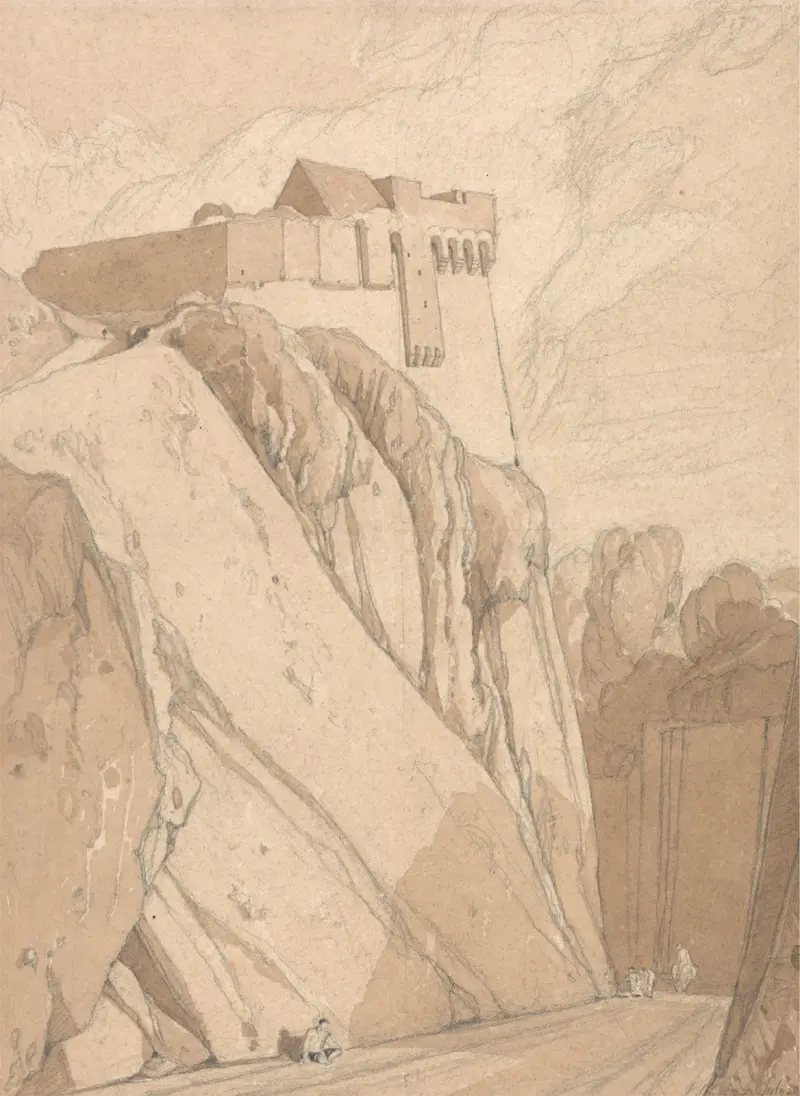 Del av de gamla befästningarna i Saint-Lô, Normandie av John Sell Cotman