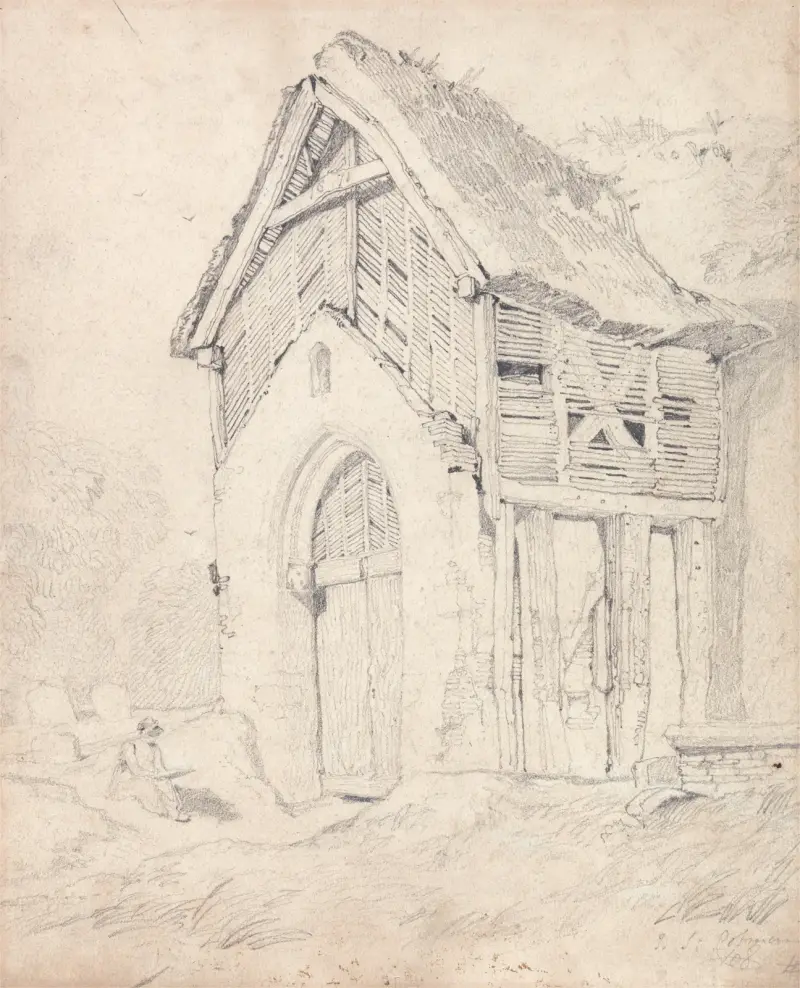 Portal i dzwonnica kościoła w Thurgarton, Norfolk, John Sell Cotman