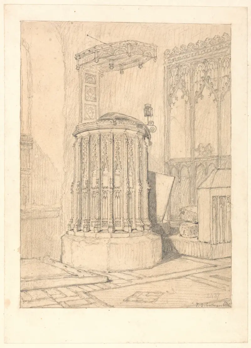 Predikstol i South Burlinghams kyrka, Norfolk av John Sell Cotman