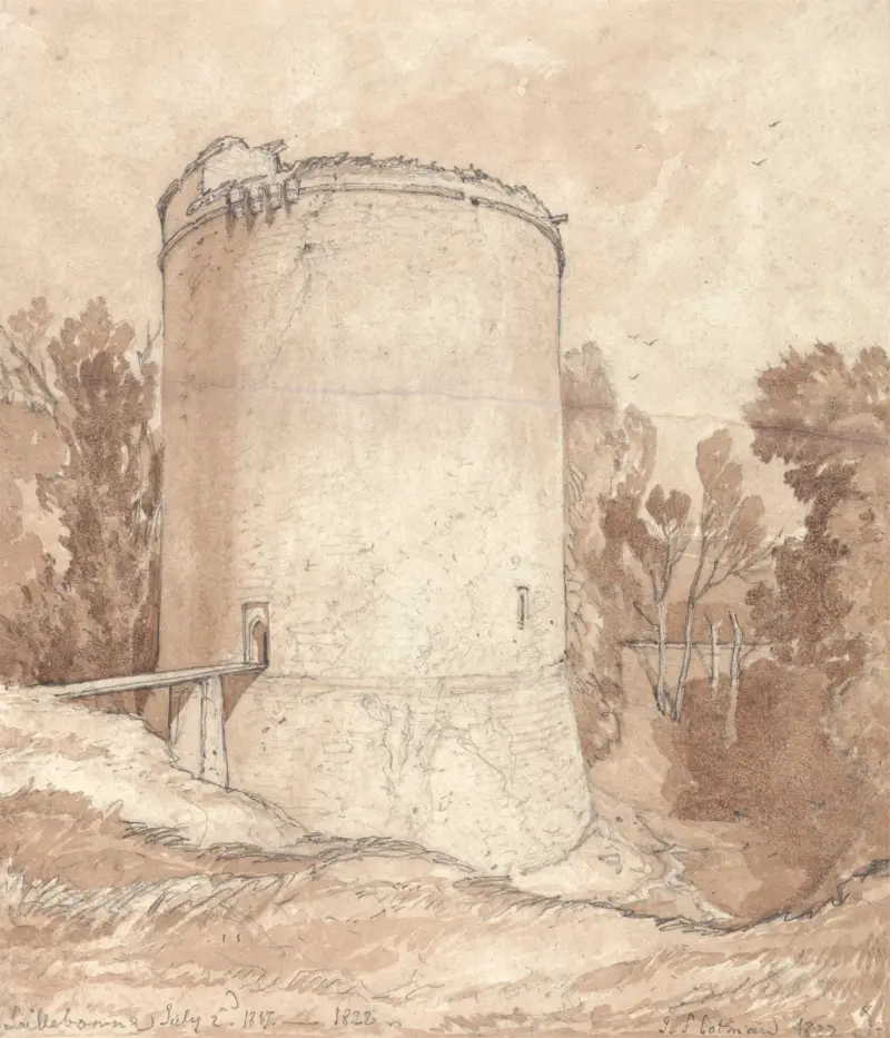 Runda tornet, slottet i Lillebonne, Normandie av John Sell Cotman