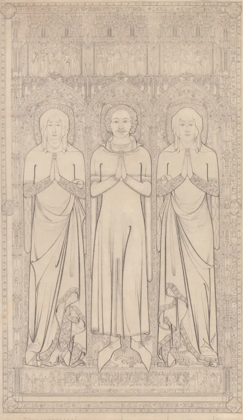 The Sepulchral Brass of Robert Braunche and His Two Wives in Saint Margaret’s Church, Lynn, Norfolk, 1364 av John Sell Cotman