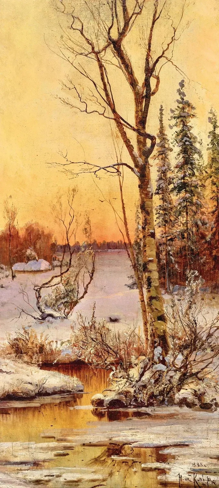 Zimní krajina při západu slunce, 1895, Julius Sergius Klever