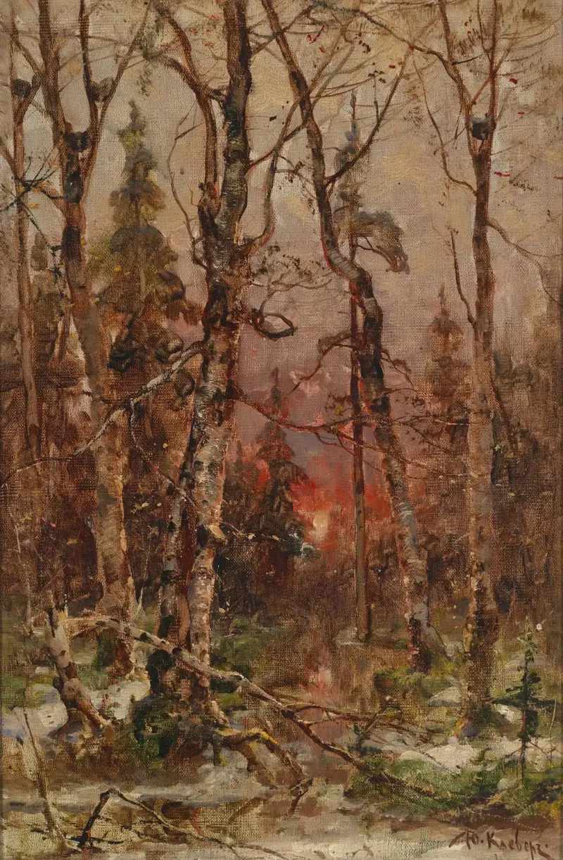 Vinterlandskap vid solnedgång av Julius Sergius Klever