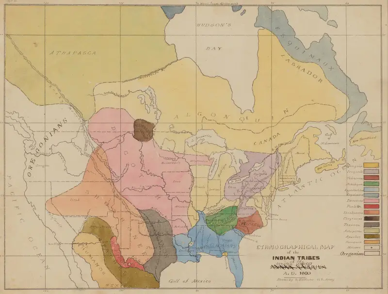Ethnographic Map of the Indian Tribes of the United States, A.D. 1600 av Seth Eastman
