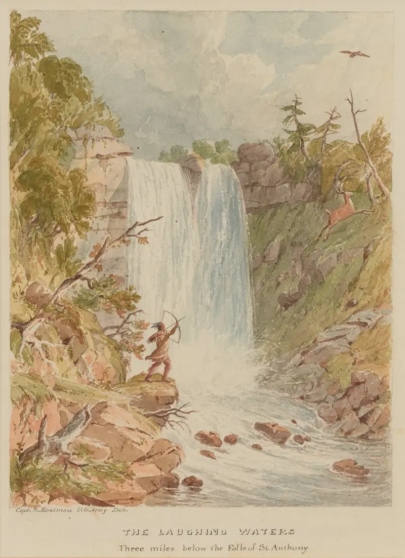 The Laughing Waters Three Miles Below the Falls of St. Anthony av Seth Eastman