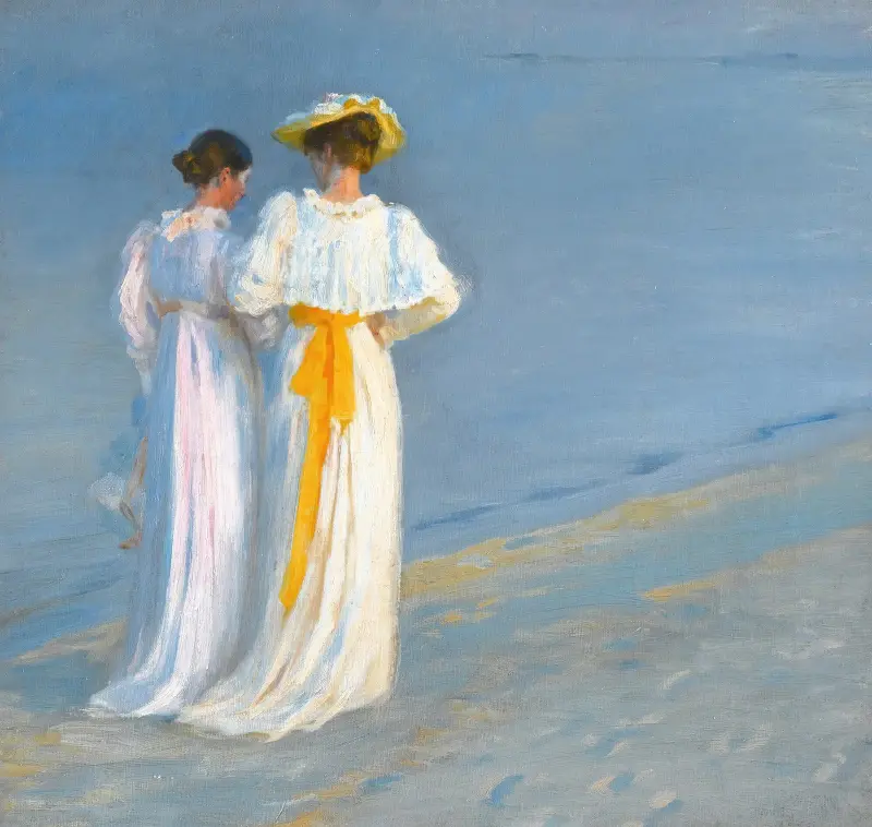 Anna Ancher And Marie Krøyer On The Beach At Skagen av Peder Severin Krøyer