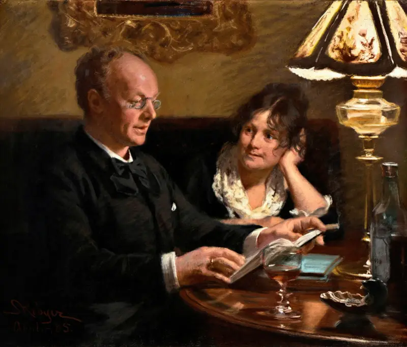 Dubbelporträtt av hovskådespelaren Emil Poulsen (1842–1911) och hans hustru Anna, född Næser (1849–1934) av Peder Severin Krøyer