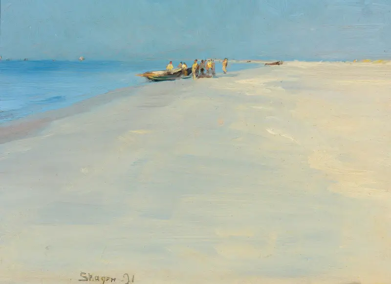 Fishermen On The Beach At Skagen av Peder Severin Krøyer