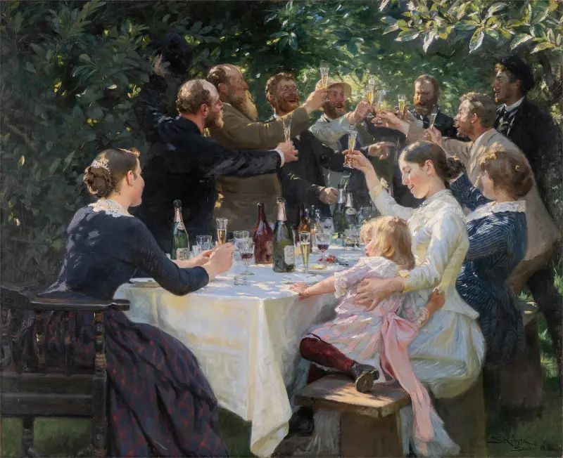 Hip, hip, hurra! Konstnärsfest i Skagen av Peder Severin Krøyer