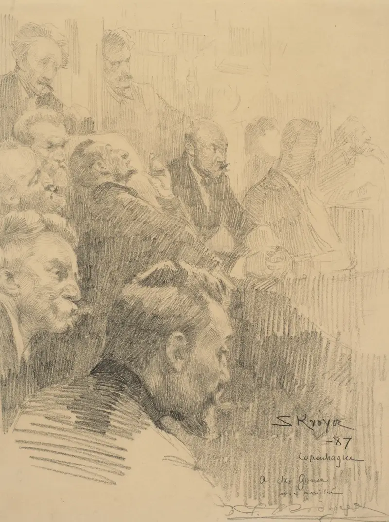 Men listening at a concert av Peder Severin Krøyer