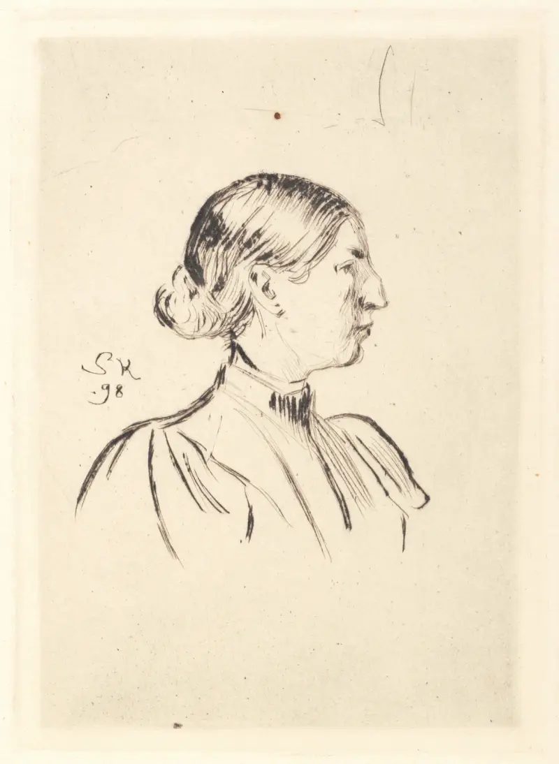 Portræt af Anna Ancher, profil av Peder Severin Krøyer